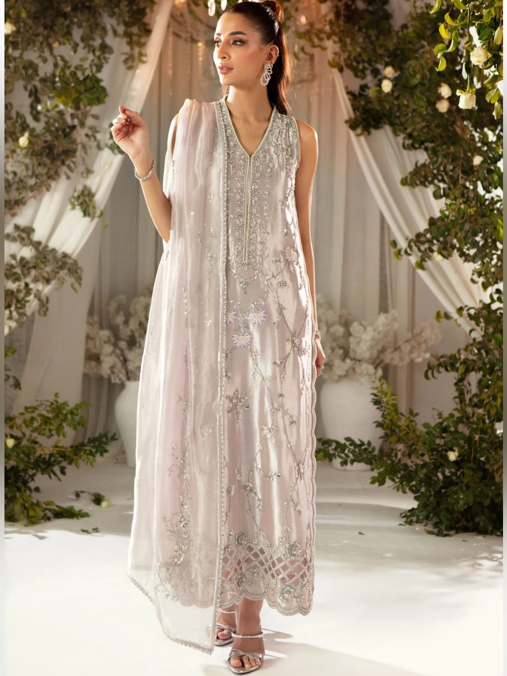 Sarosh Salman Siena Embellished Pastel Pink Lilac Formal Dress
